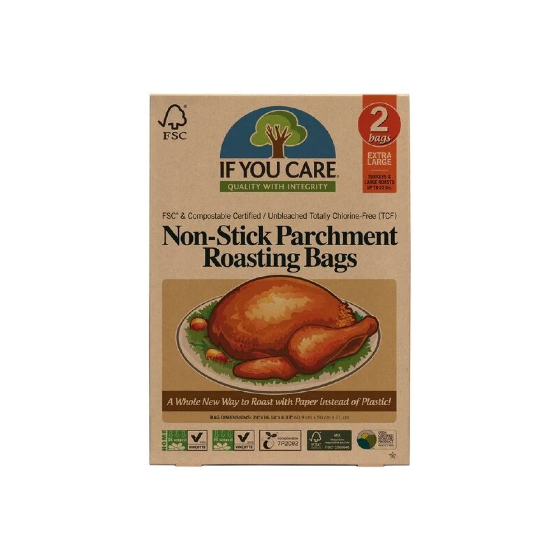 Pungi pentru copt nealbite (fara clor) compostabile extra large 2buc If You Care