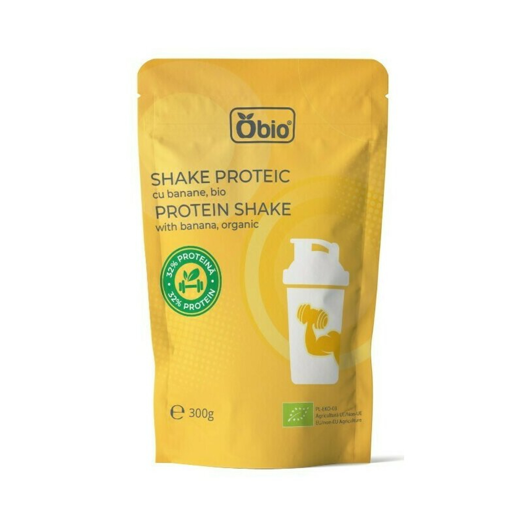 Shake proteic cu banane bio 300g Obio PRET REDUS