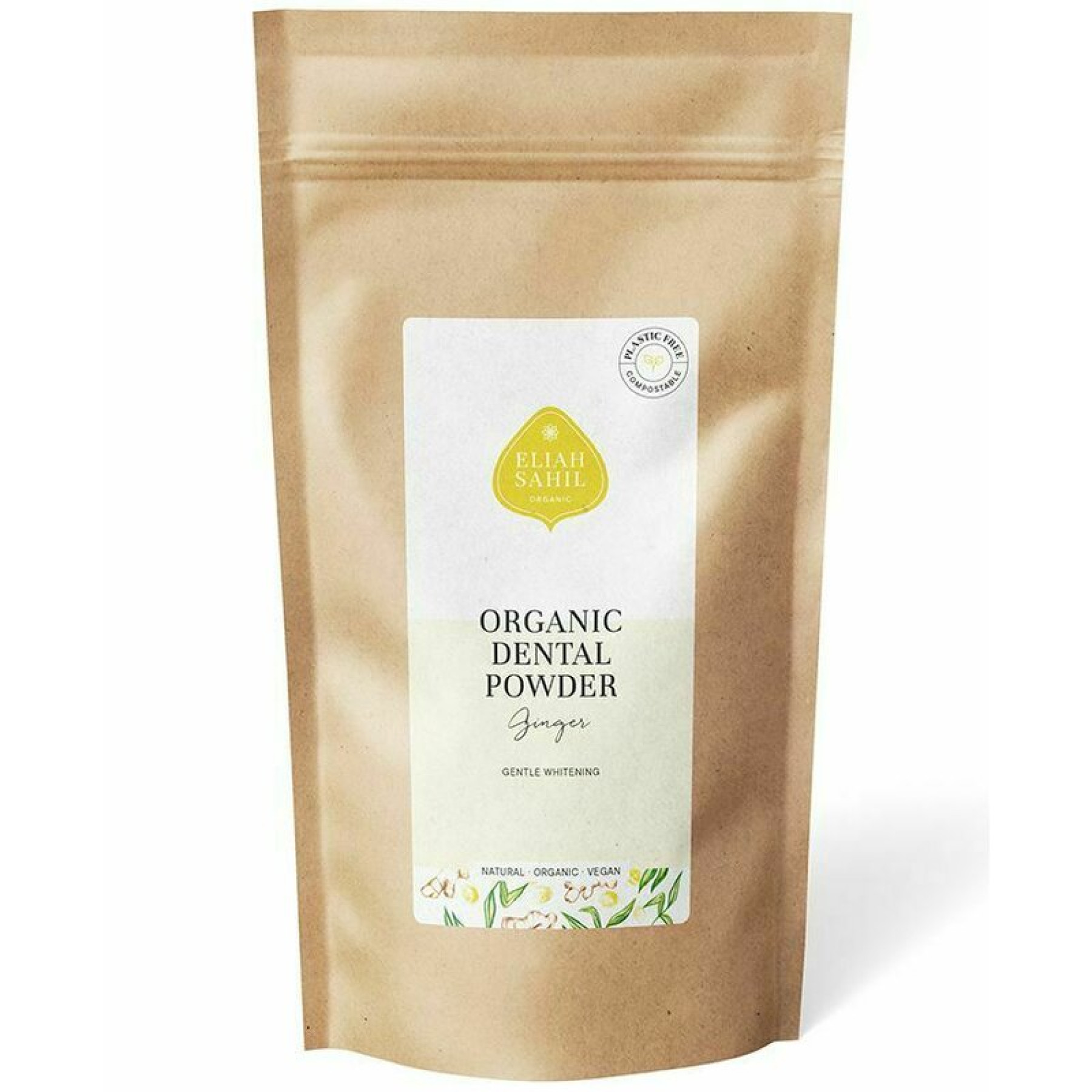 Pudra cu ghimbir pentru curatarea si albirea dintilor ecologic 200g - refill Eliah Sahil