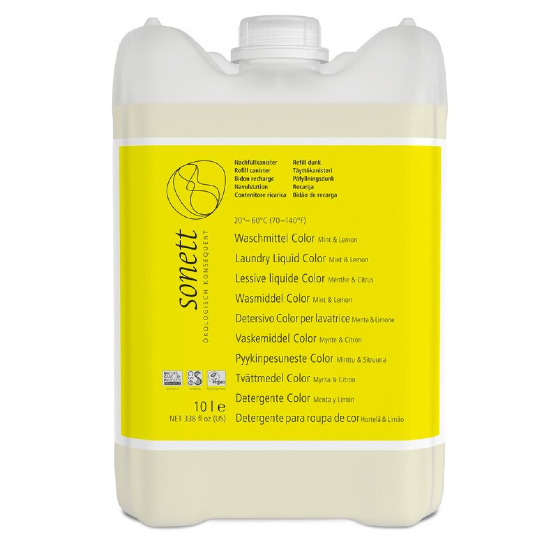 Detergent lichid pentru rufe colorate cu menta si lamaie ecologic 10l Sonett