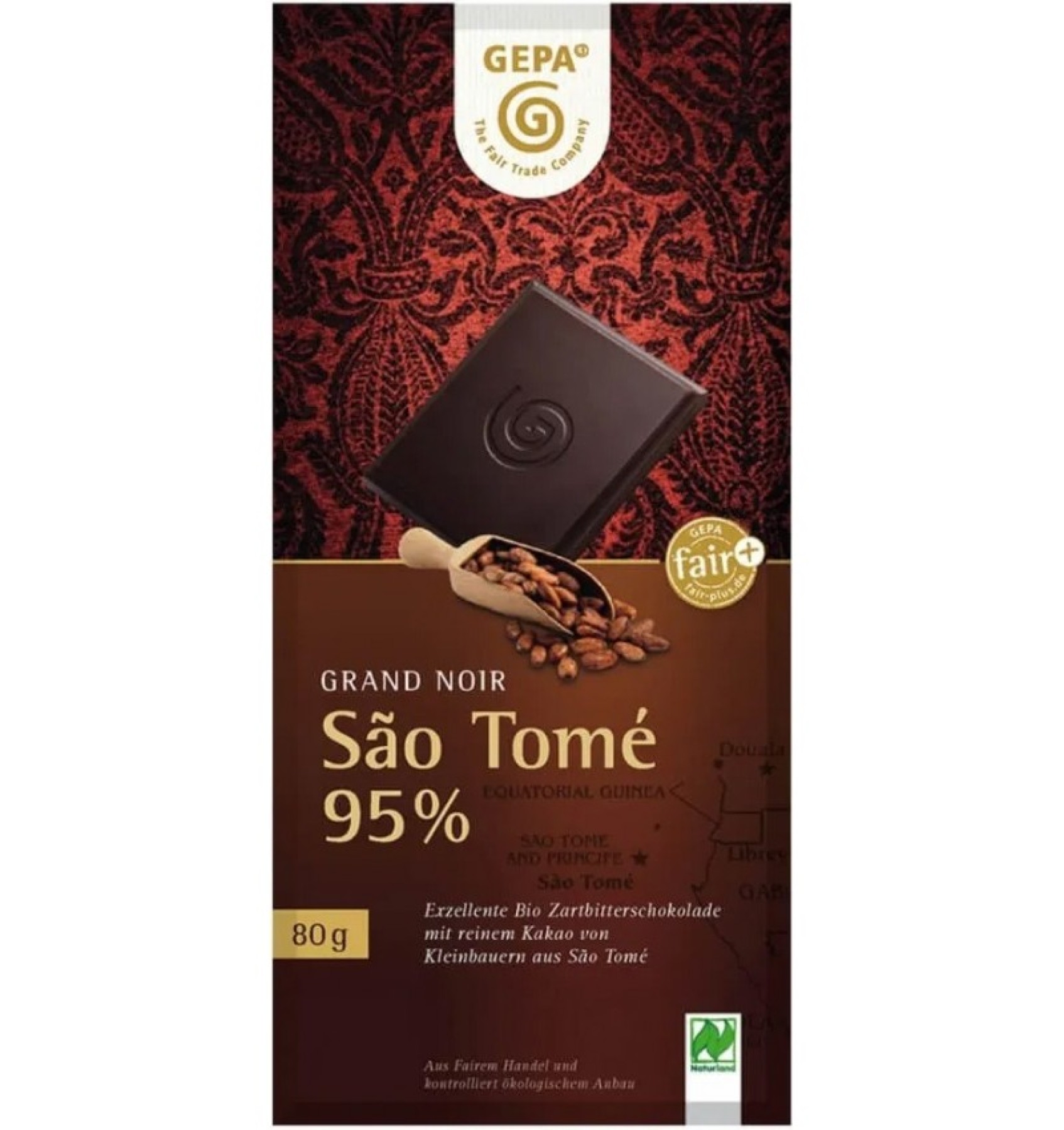 Ciocolata amaruie Bio cu 95% cacao São Tomé, 80 gr