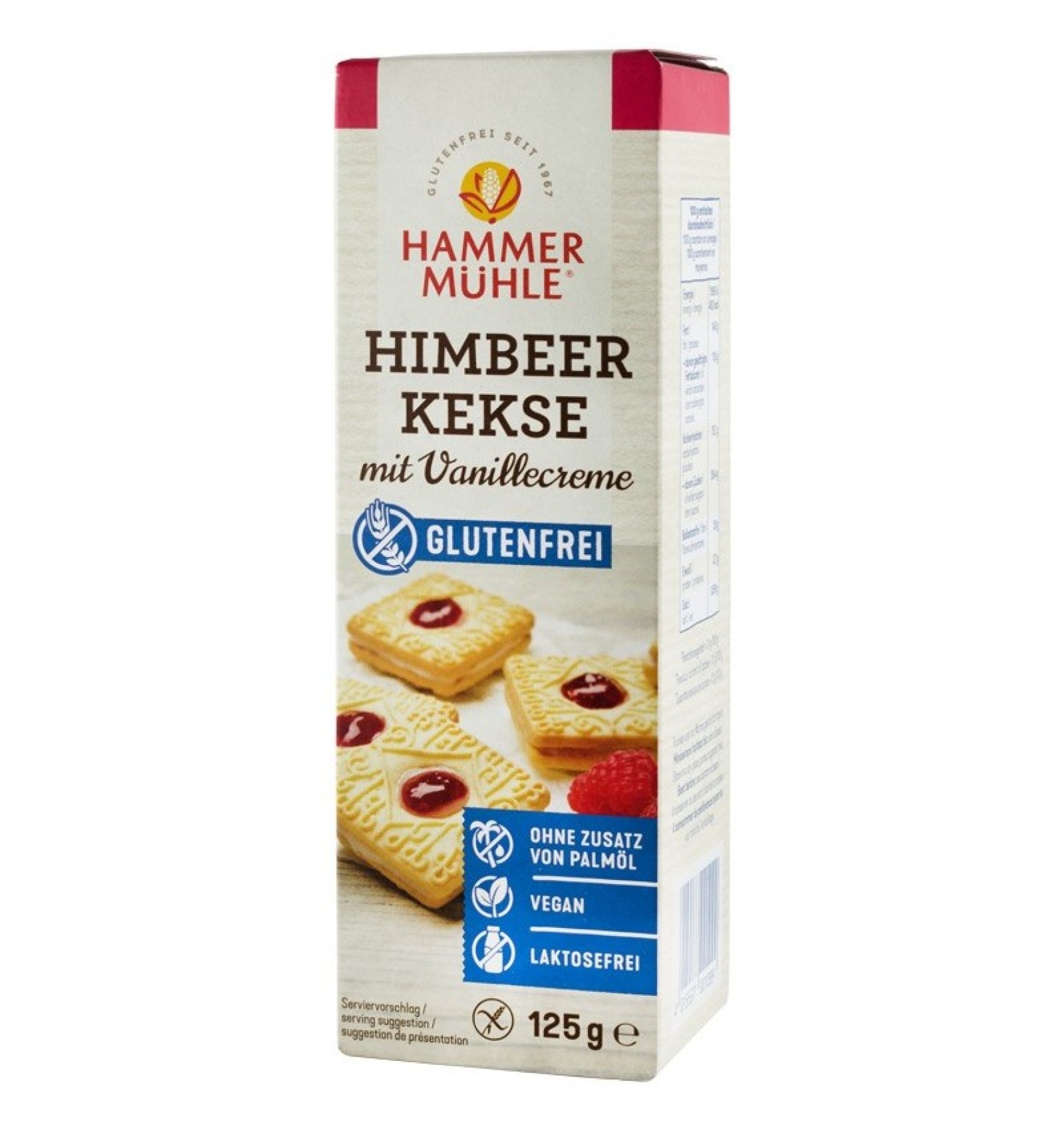 Biscuiti cu zmeura si crema de vanilie, 125 g HAMMER
