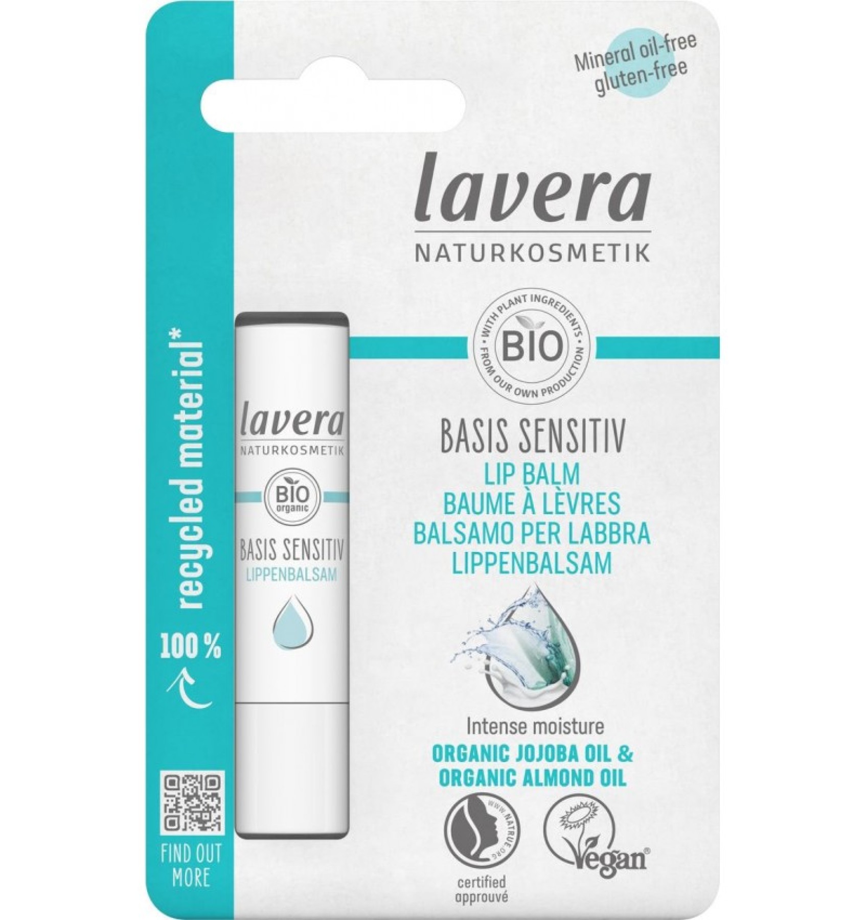 Balsam de buze Sensitive BIO cu ulei de jojoba si ulei de migdale, 4,5g