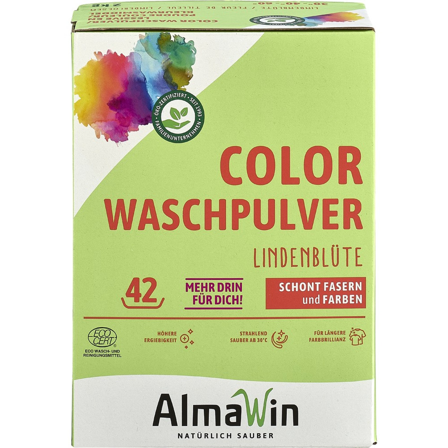 Detergent pudra pentru rufe colorate cu parfum de flori de tei - 2 kg