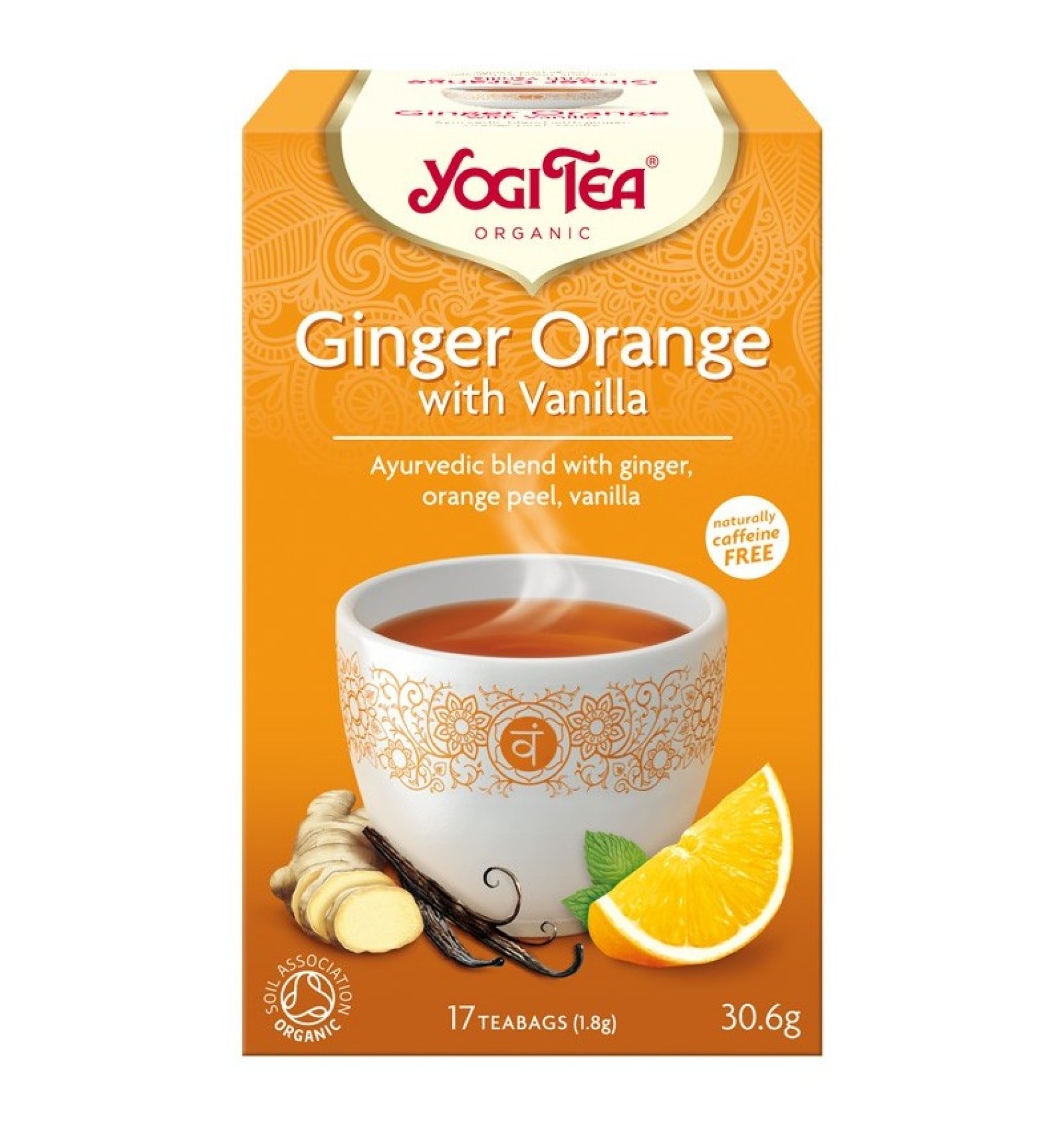 Ceai Bio GHIMBIR CU PORTOCALE SI VANILIE, 17 pliculete 30.6g Yogi