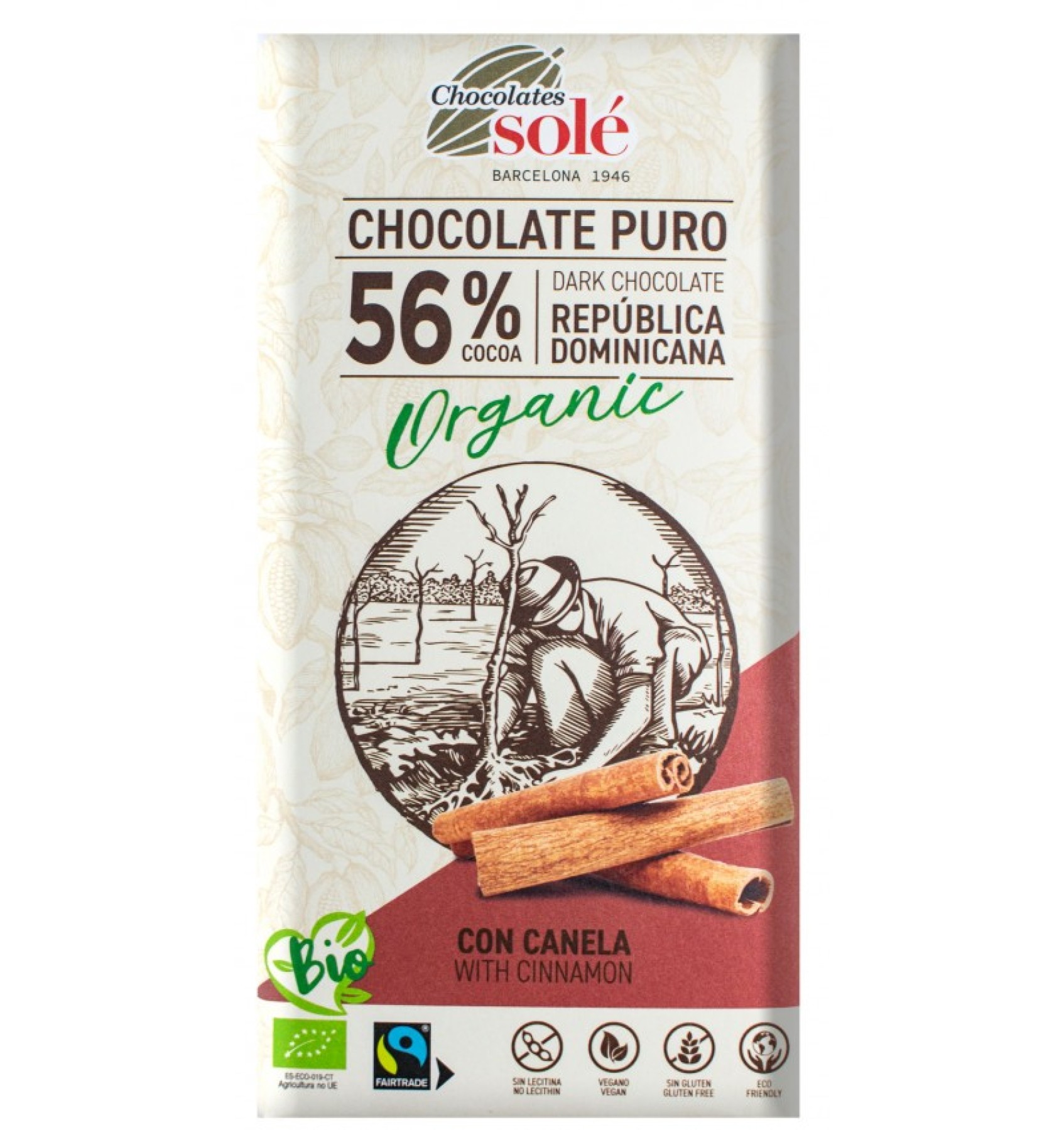 Ciocolata neagra BIO cu scortisoara, 100 gr Chocolates