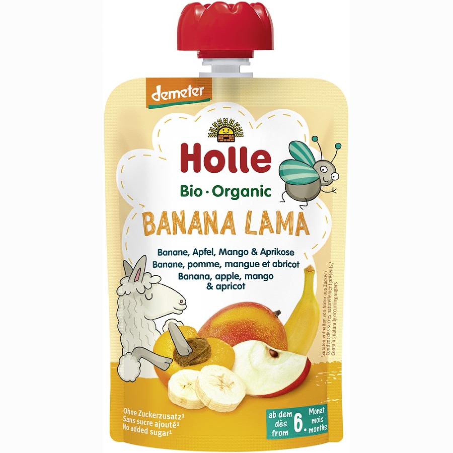 Piure de banane mere mango si caise pentru copii 6luni fara gluten, eco - 100 g