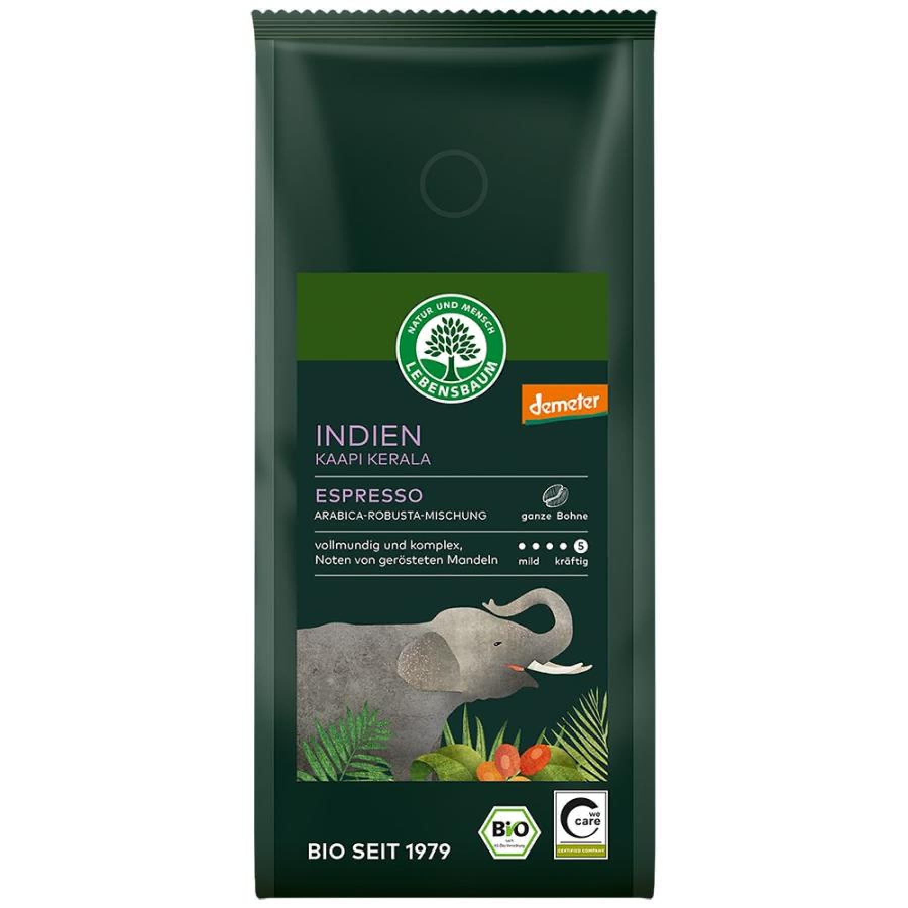 Cafea bio India Kaapi Kerala Espresso boabe - 250 g