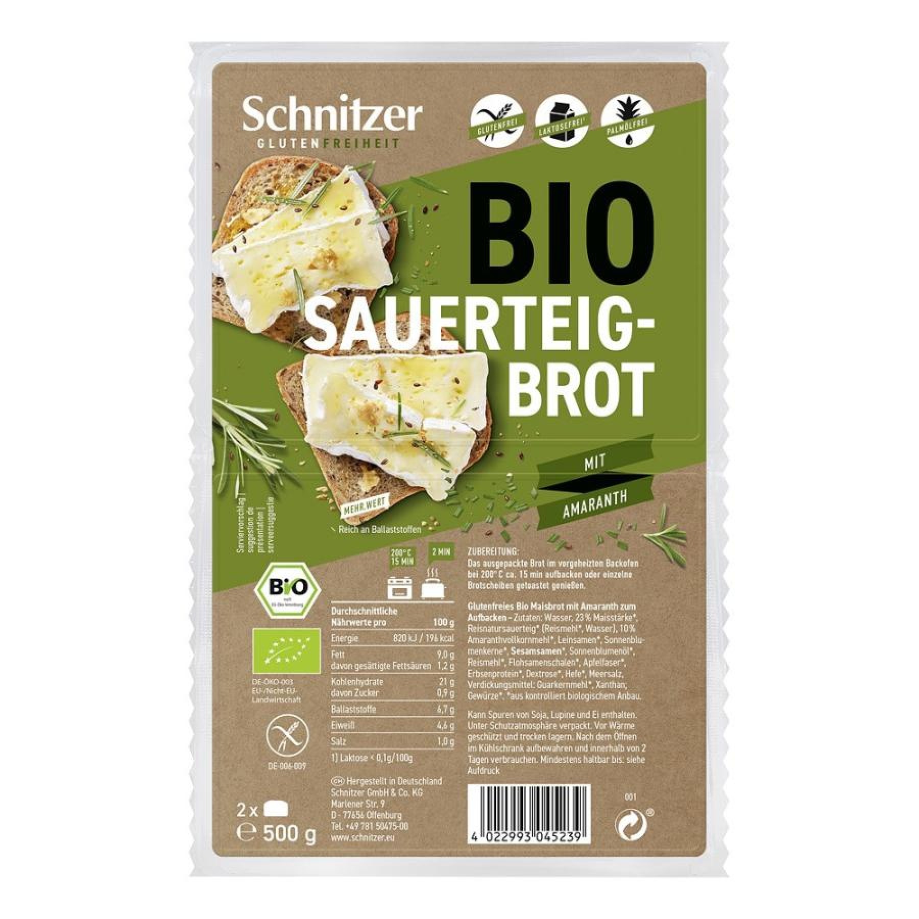 Paine cu maia si amarant fara gluten, eco - 500 g