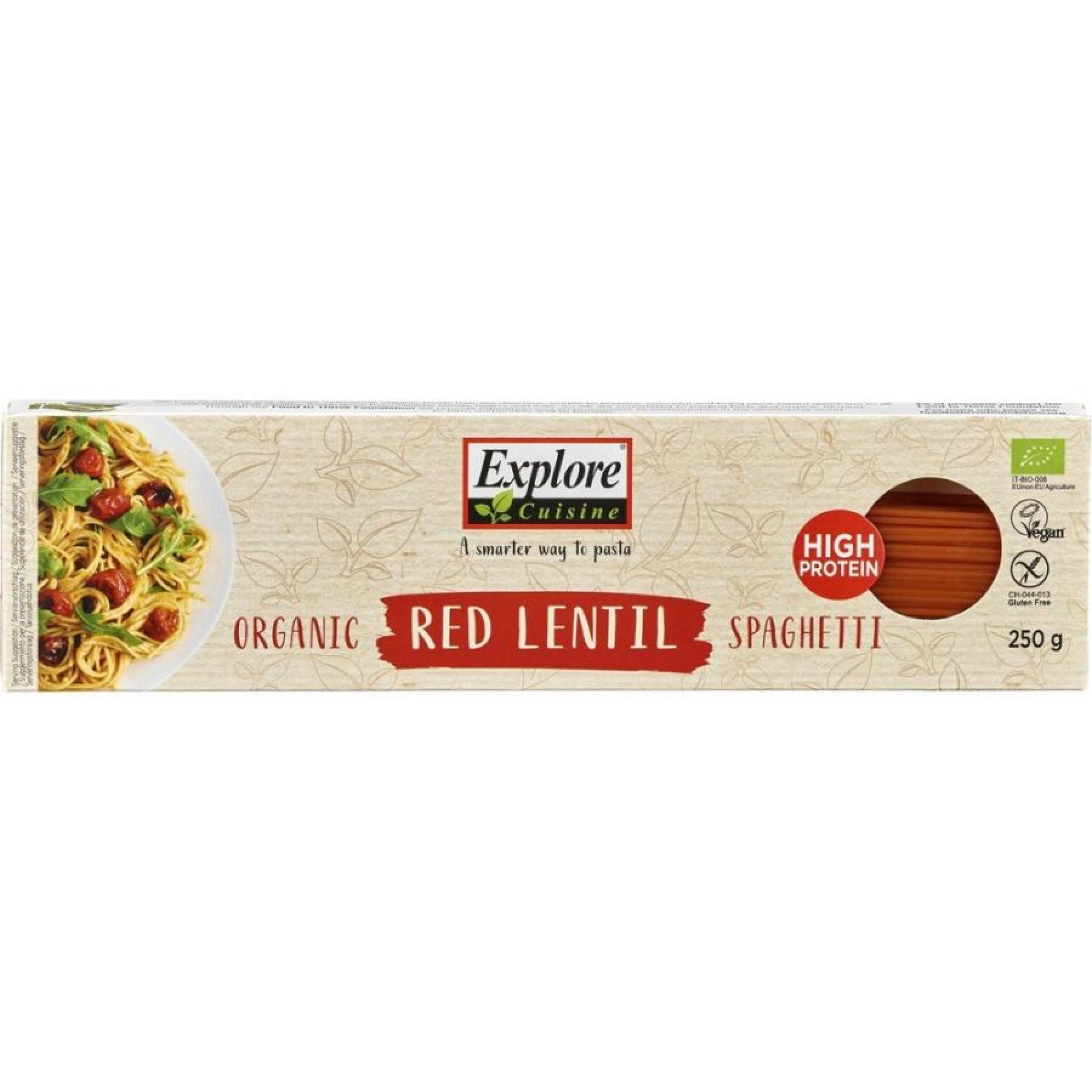 Spaghetti proteice din linte rosie fara gluten, eco - 250 g