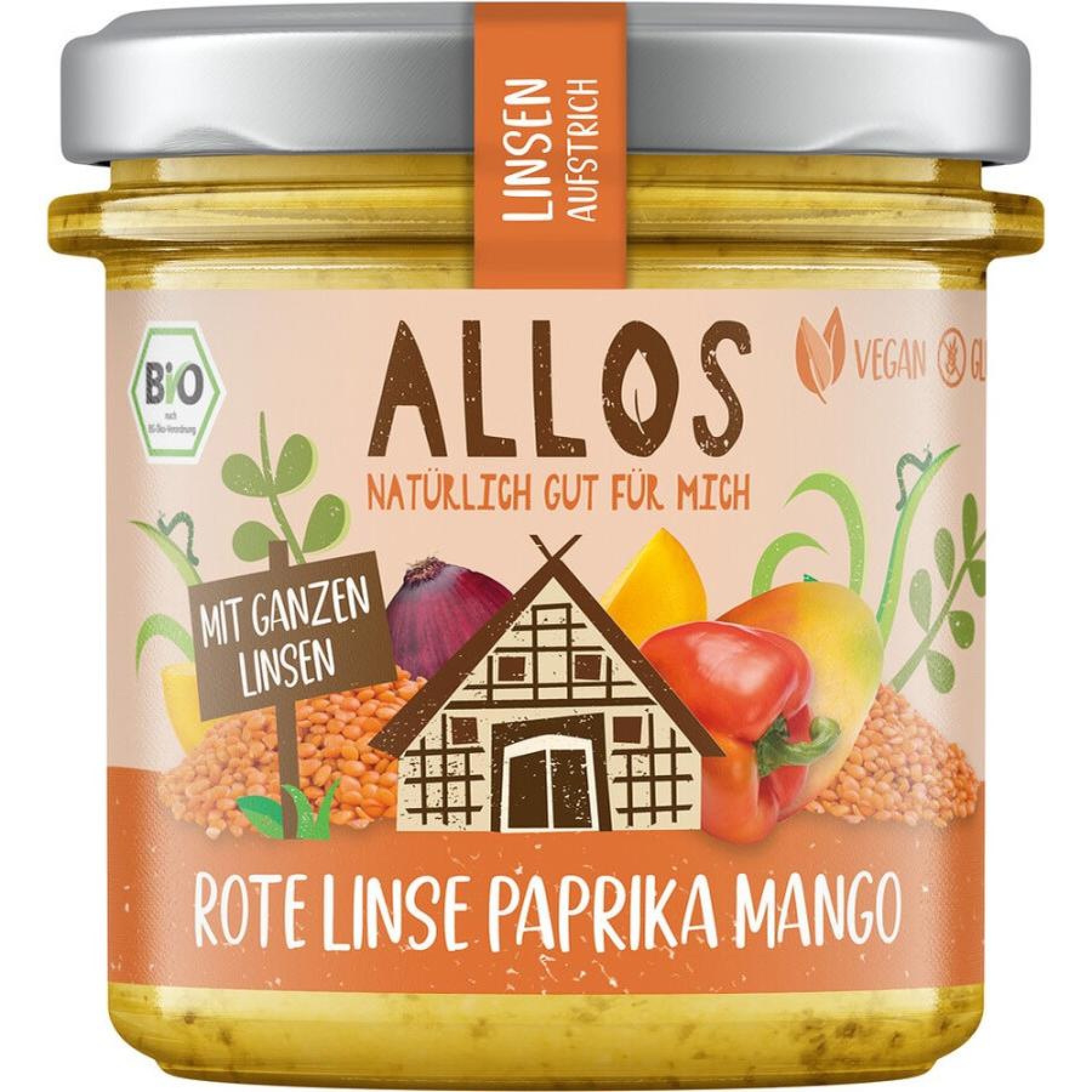 Crema tartinabila din linte ardei si mango fara gluten, eco - 140 g