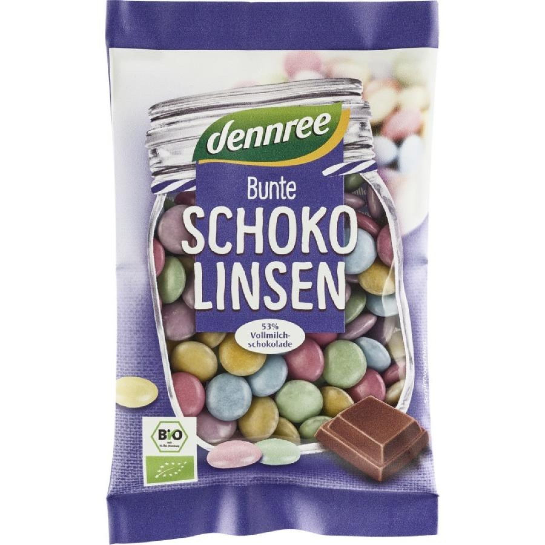Bomboane colorate cu ciocolata de lapte eco - 100 g