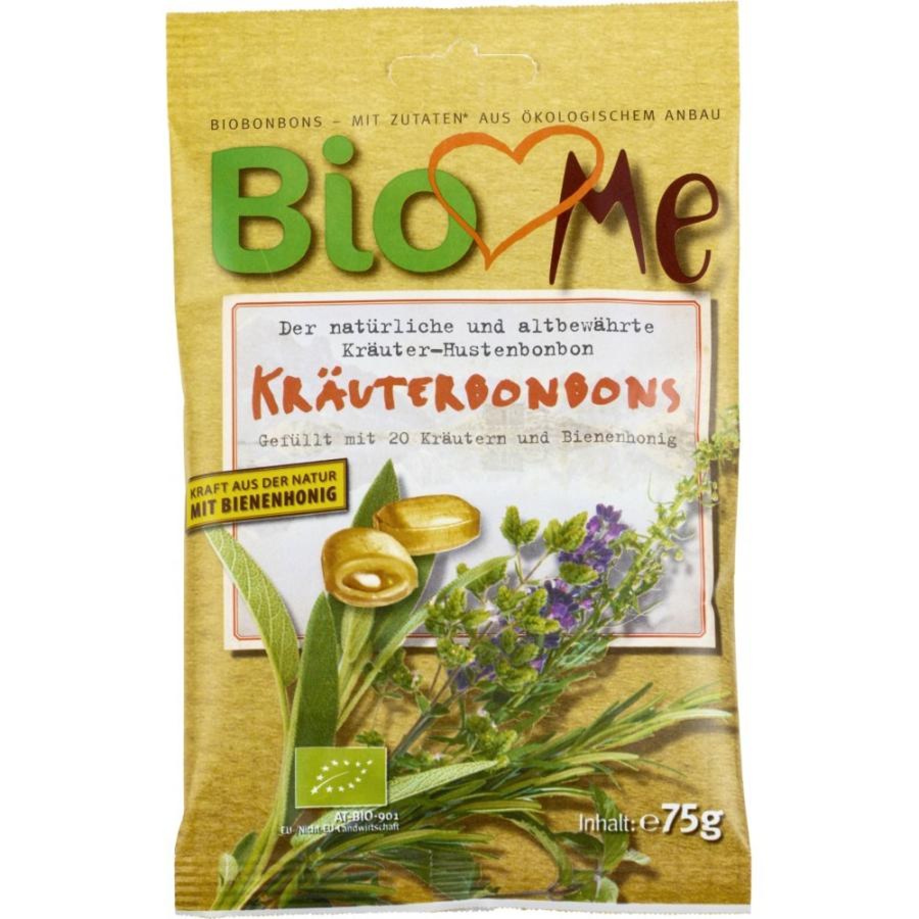 Bomboane bio cu plante si miere bio - 75 g