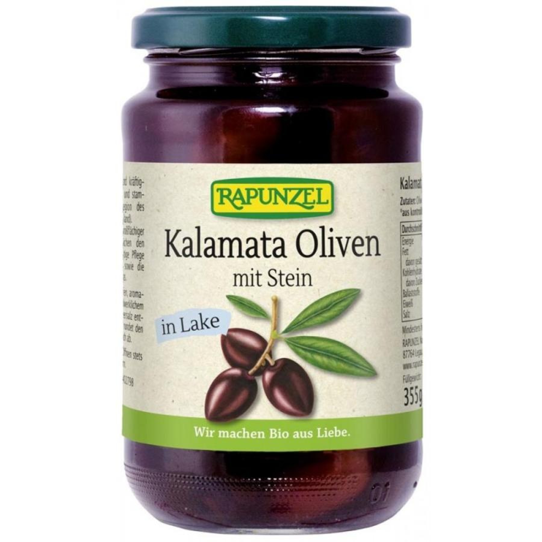 Masline Kalamata violet cu samburi in saramura, eco - 355 g