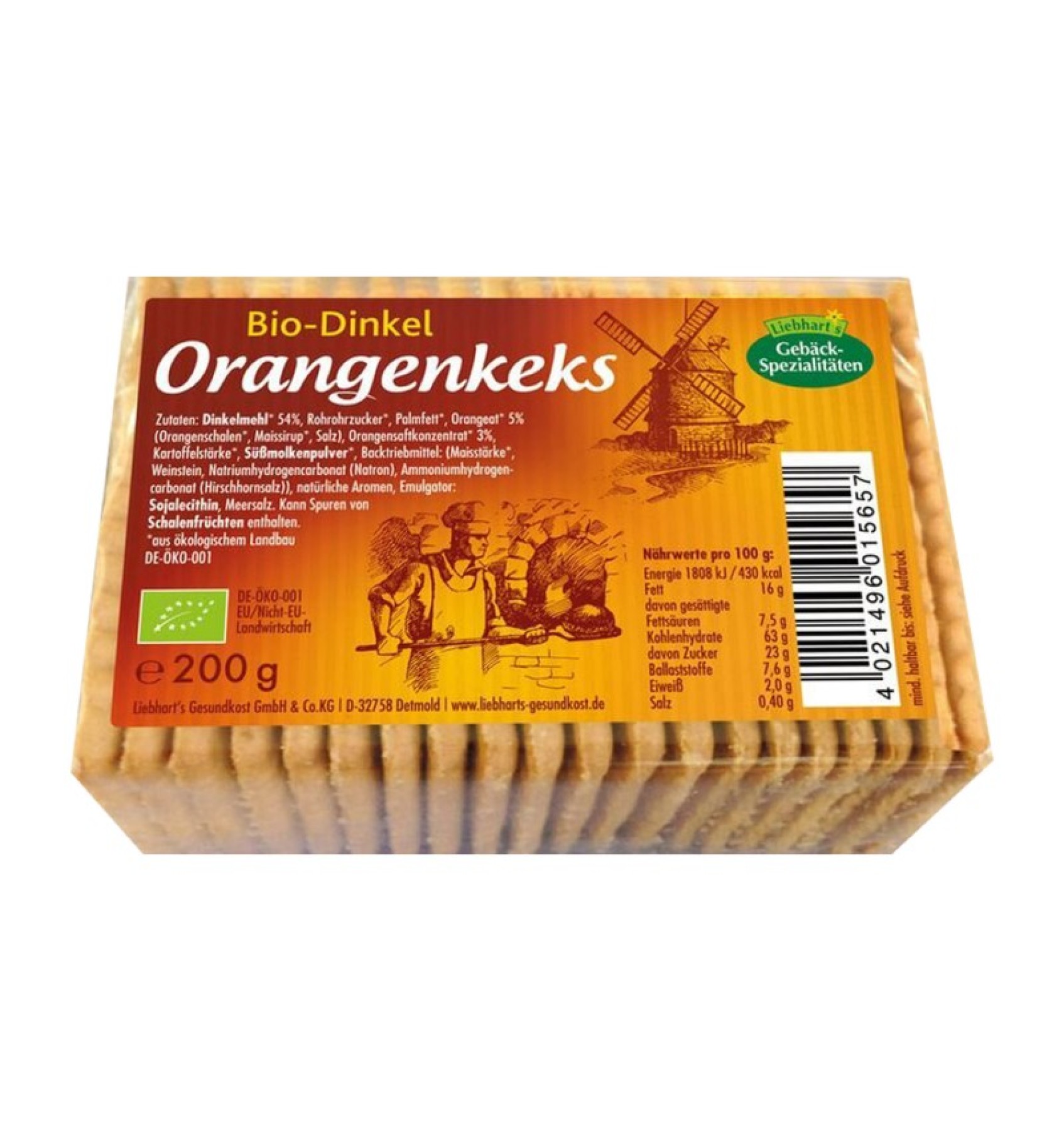 ECO/BIO Biscuiti din grau spelta cu portocale, 200gr