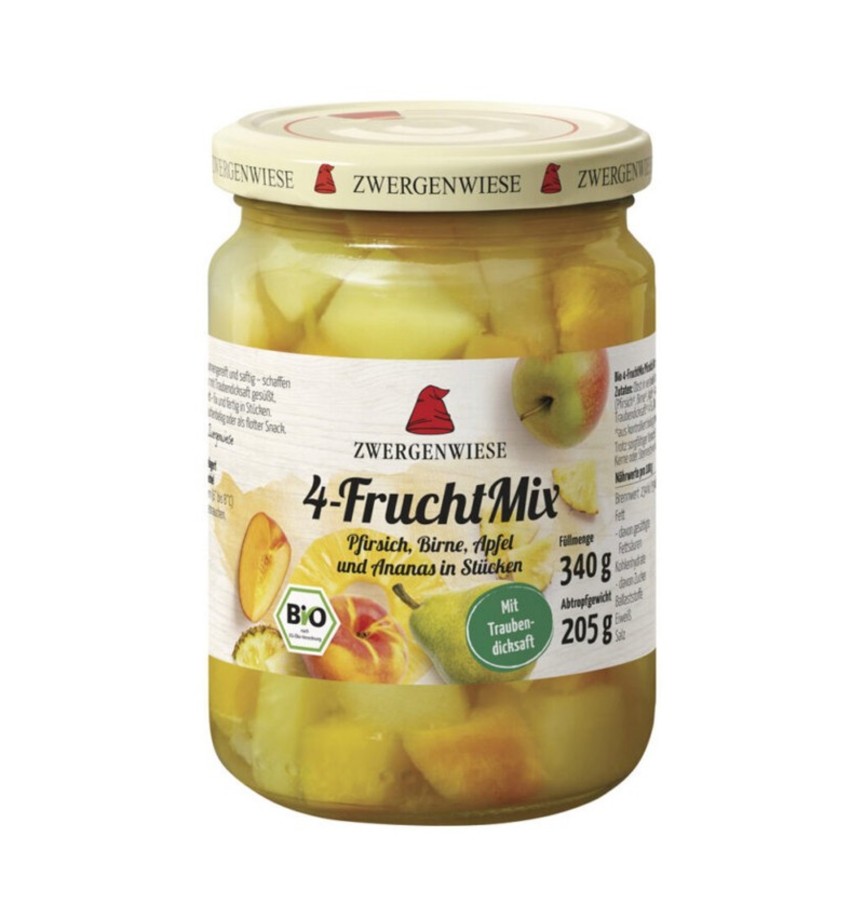 ECO/BIO Compot din 4 fructe 340/205g, fara zahar adaugat