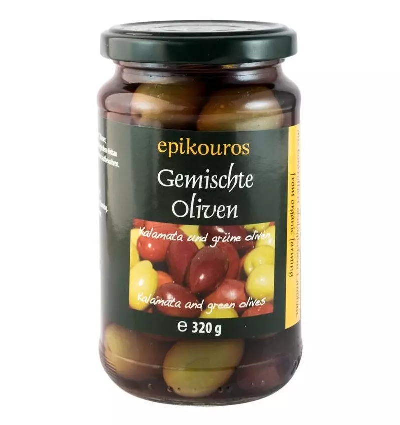 Masline mixte cu samburi in saramura, BIO, 320 g