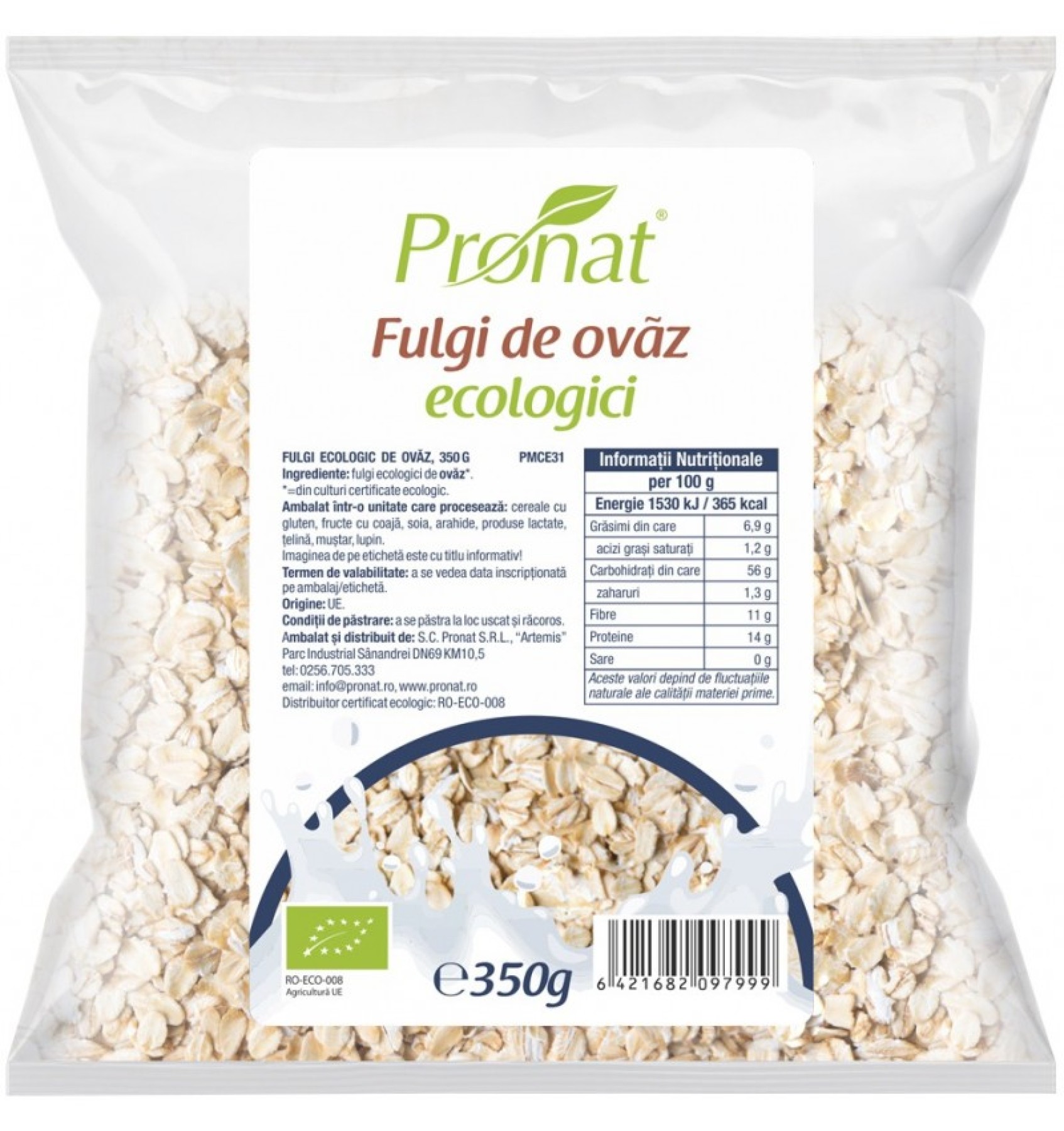 Fulgi Bio de ovaz mari, 350gr