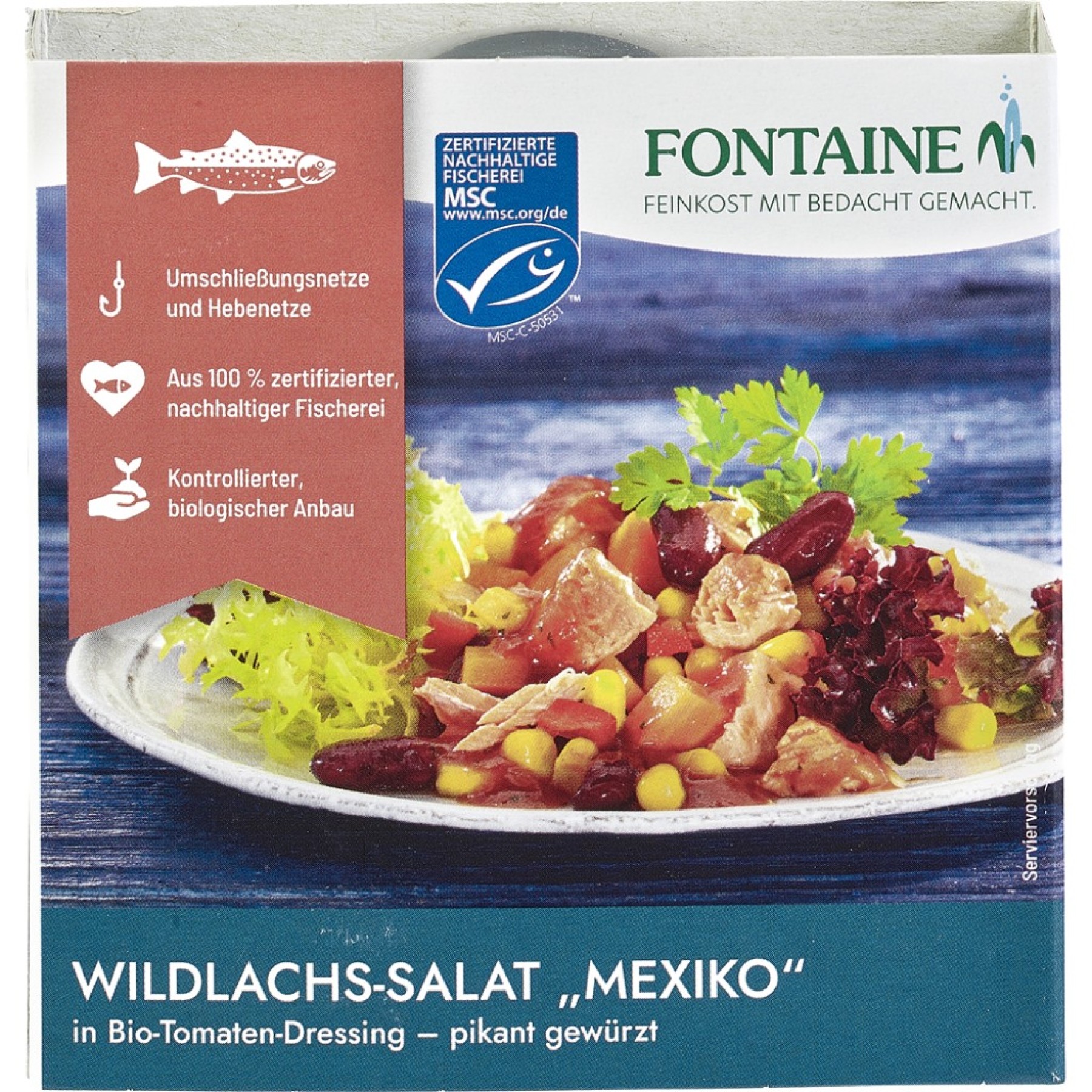 Salata de somon salbatic Mexico in dressing bio de rosii picanta - 200 g