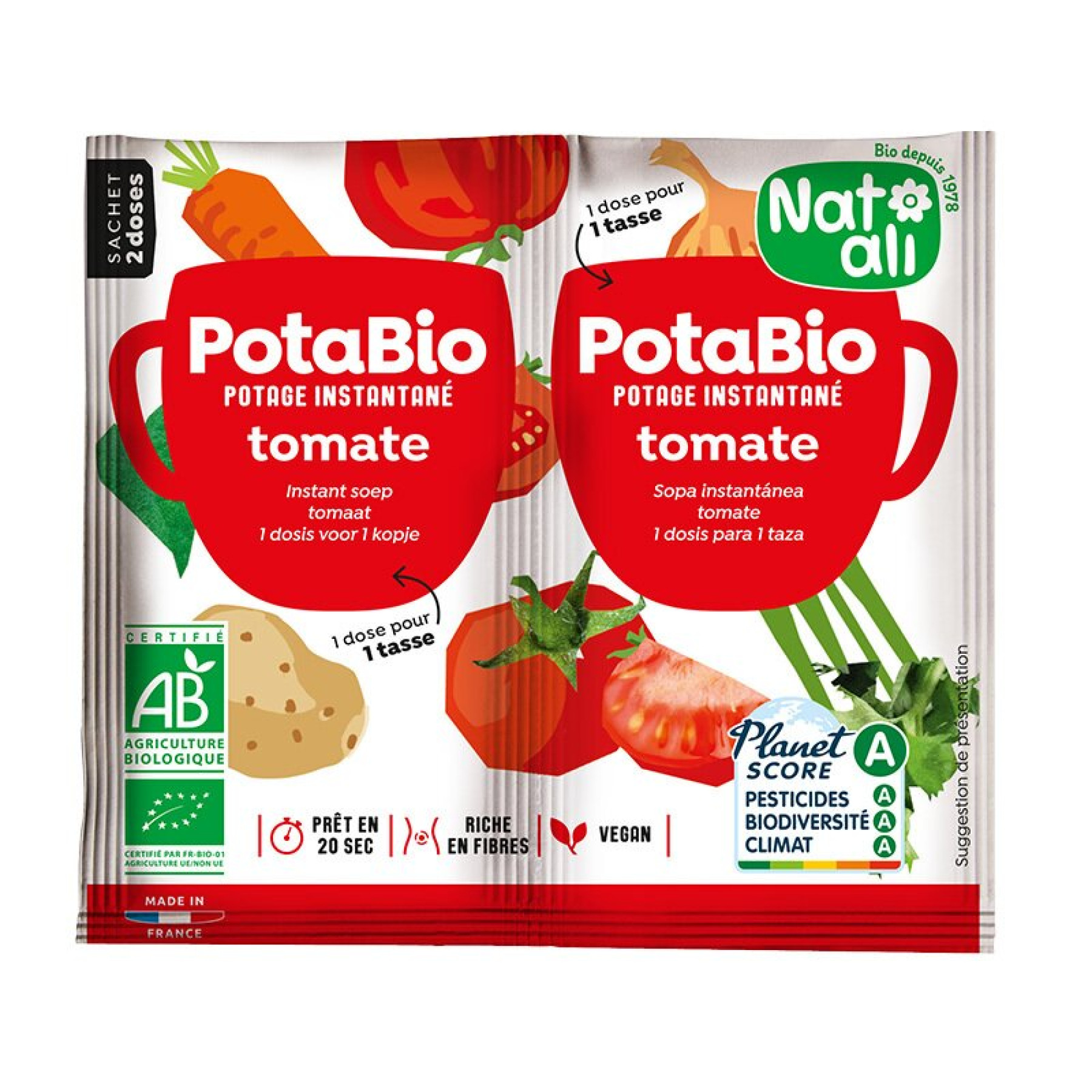 Supa instant cu rosii si legume bio 2 buc x 8.5g 17g Nat-ali