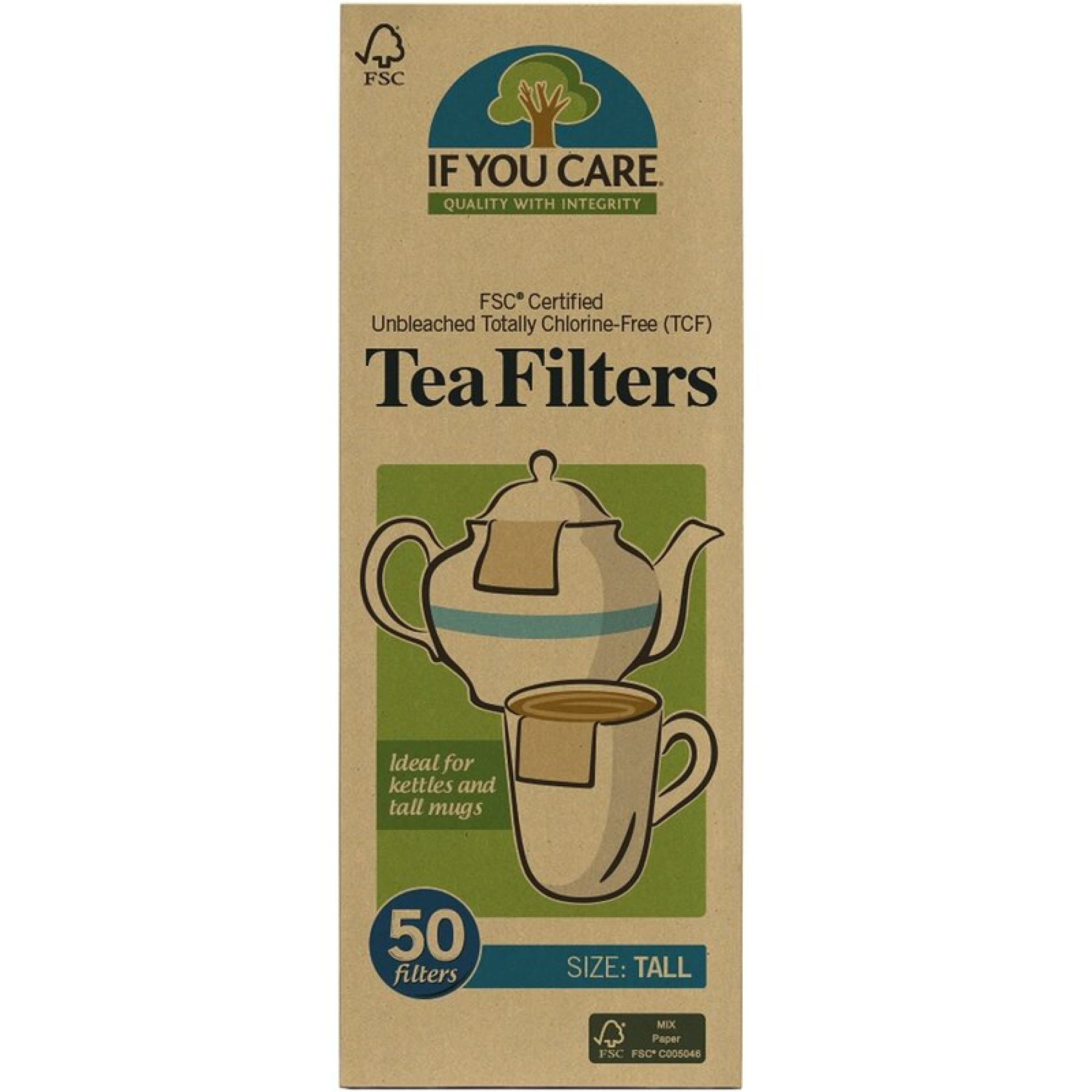 Filtre de ceai inalte nealbite (fara clor) compostabile 50buc If You Care