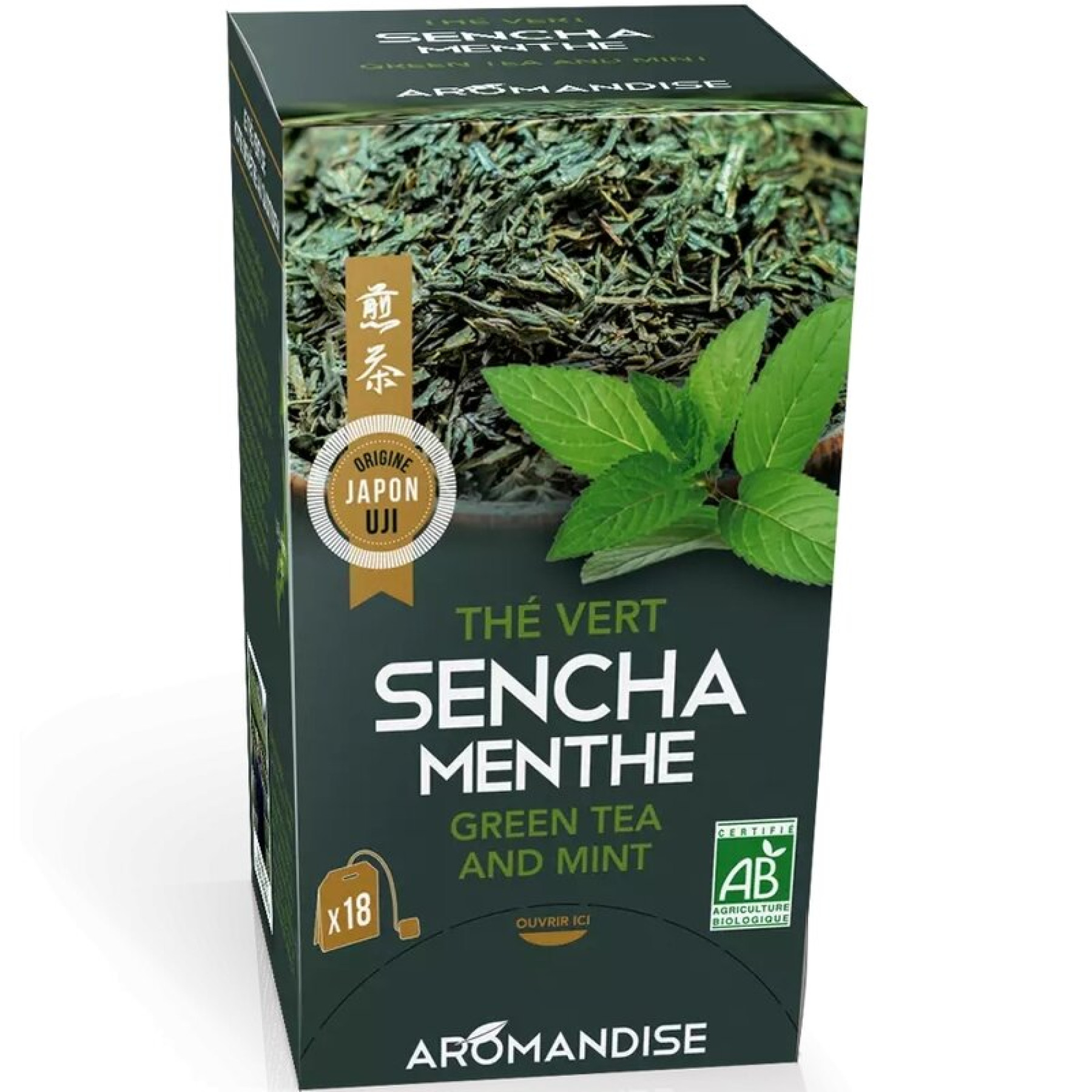 Ceai verde sencha cu menta bio 18dz x 2g 36g Aromandise