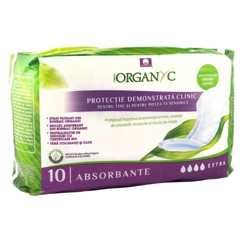 Igiena intima, Absorbante extra pentru incontinenta, din bumbac organic, 10 buc, biomag.ro