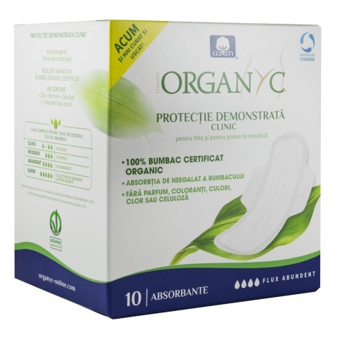 Corman Organyc, Absorbante intime din bumbac organic pentru noapte 10 buc, biomag.ro