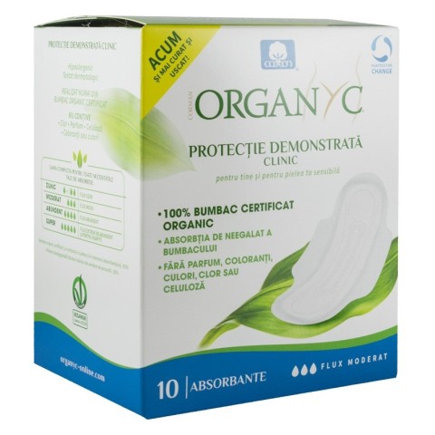 Igiena intima, Absorbante intime din bumbac organic pentru zi 10 buc, biomag.ro