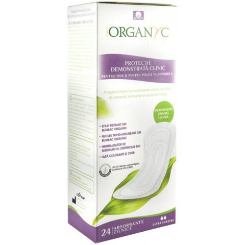 Igiena intima, Absorbante ultra subtiri pentru incontinenta, din bumbac organic, 24 buc, biomag.ro