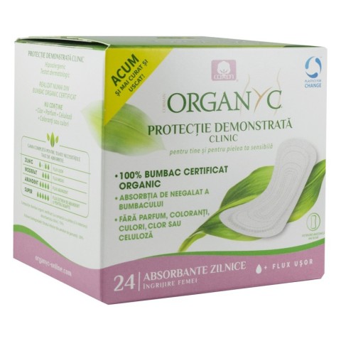 Igiena intima, Absorbante zilnice subtiri din bumbac organic ambalate individual 24 buc, biomag.ro