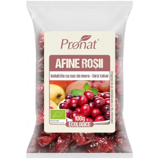 Afine rosii bio indulcite cu suc de mere, 100g