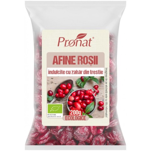 Fructe uscate, Afine rosii bio indulcite cu zahar din trestie, 200g, biomag.ro