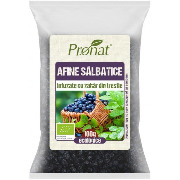 Afine salbatice bio indulcite cu zahar din trestie, 100g