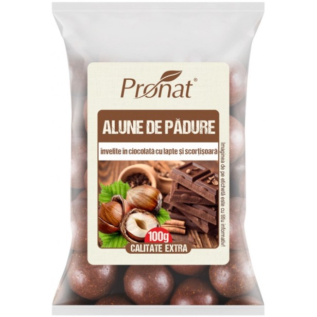 Alune de padure invelite in ciocolata cu lapte si scortisoara, 100g