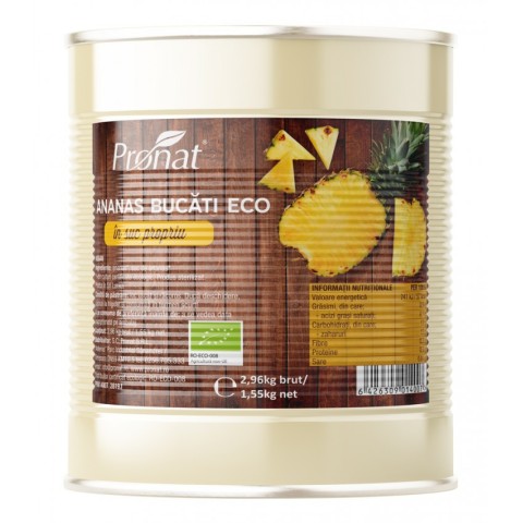 Horeca, Ananas bucati bio in suc propriu 2.96kg, biomag.ro