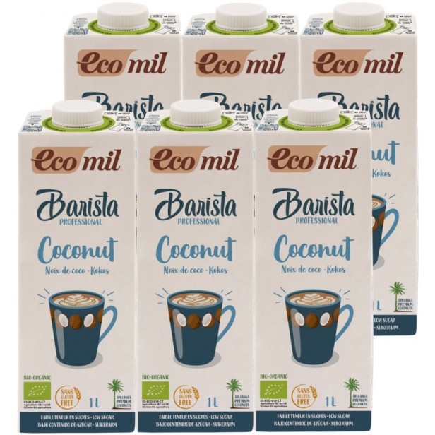 Barista, bautura vegetala bio de cocos, pentru cafea, 1l ecomil x 6 buc
