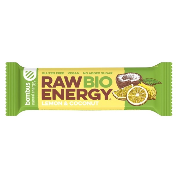 Baton energizant bio, raw energy, cu lamaie si nuca de cocos 50g