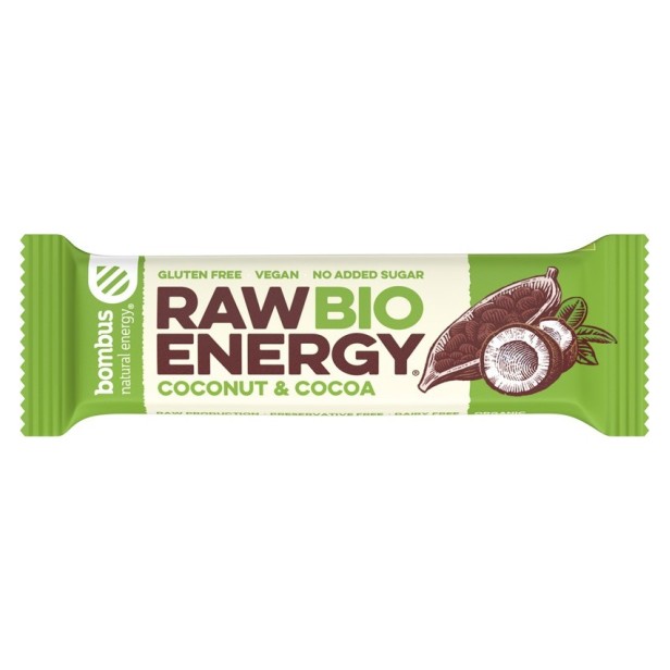 Baton energizant bio, raw energy, cu nuca de cocos si cacao 50g