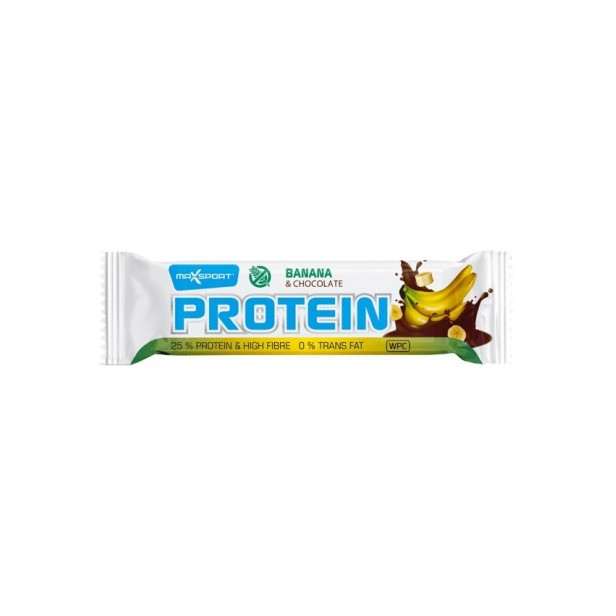 Baton proteic cu banane si ciocolata, 50g max sport