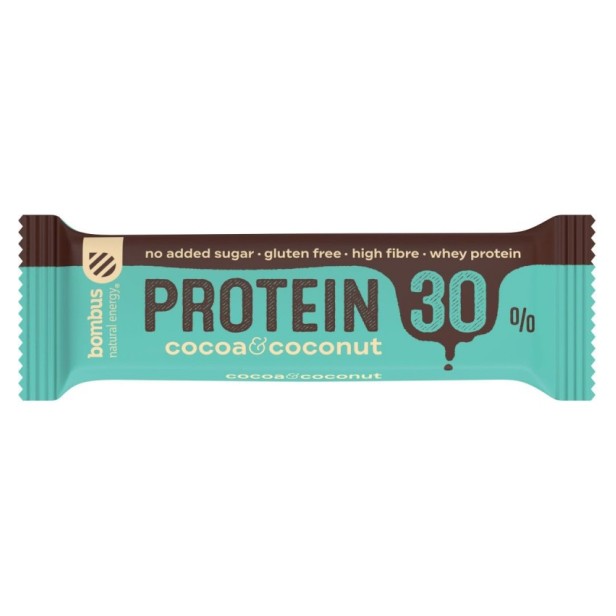 Baton proteic cu cacao si nuca de cocos, 30% proteine, 50g