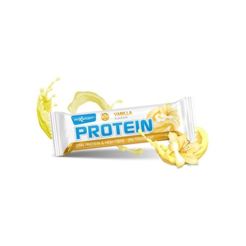 MAXSPORT, Baton proteic in glazura alba cu aroma de vanilie, 60g max sport, biomag.ro