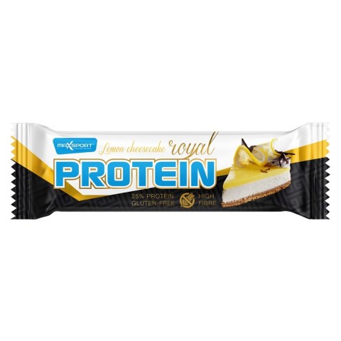 MAXSPORT, Baton proteic in invelis alb cu aroma de lamaie, 60g max sport, biomag.ro