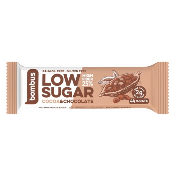 Baton proteic low sugar cu cacao si ciocolata, 40g