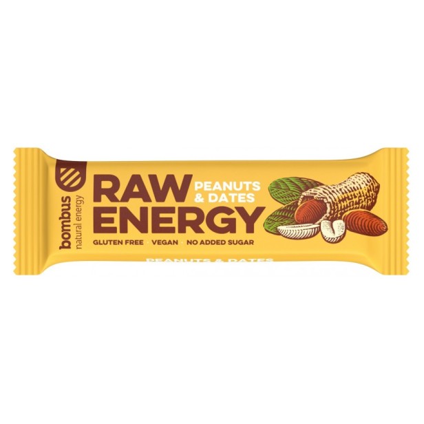 Baton proteic raw energy cu arahide si curmale, 50g