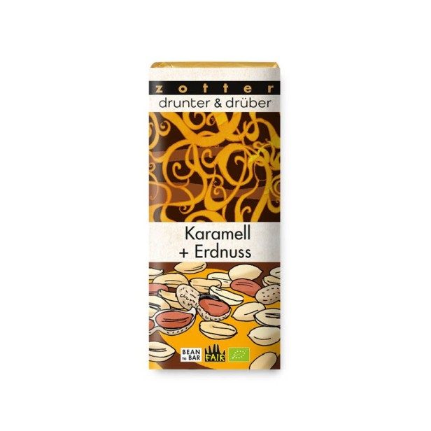 Bio & fair baton de caramel cu unt de cacao și nuga de arahide cu bucăți de arahide, 70g