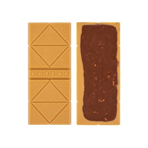 ZOTTER CHOCOLATE, Bio & fair baton de caramel cu unt de cacao și nuga de arahide cu bucăți de arahide, 70g, biomag.ro