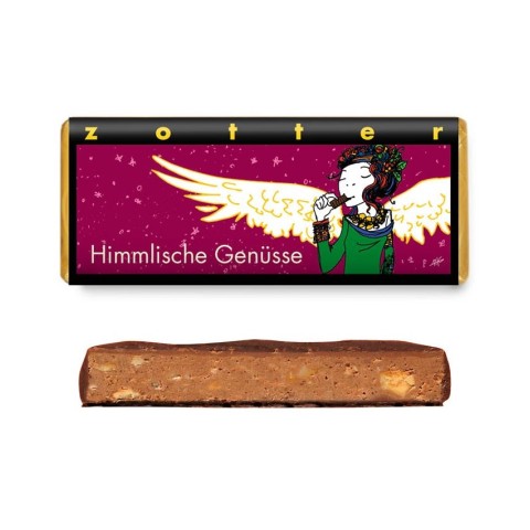 ZOTTER CHOCOLATE, Bio + fair ciocolata amaruie gusturi ceresti, umpluta cu nuci, 70g, biomag.ro