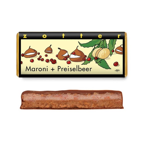 Bio + fair ciocolata cu lapte umpluta cu castane si merisoare, 70g