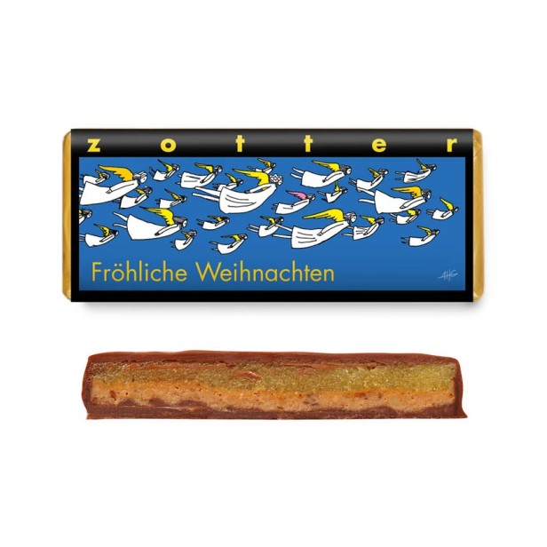 Bio & fair ciocolata neagra cu lapte umpluta cu martipan si nuga de alune de pădure cu scortisoara, 70g